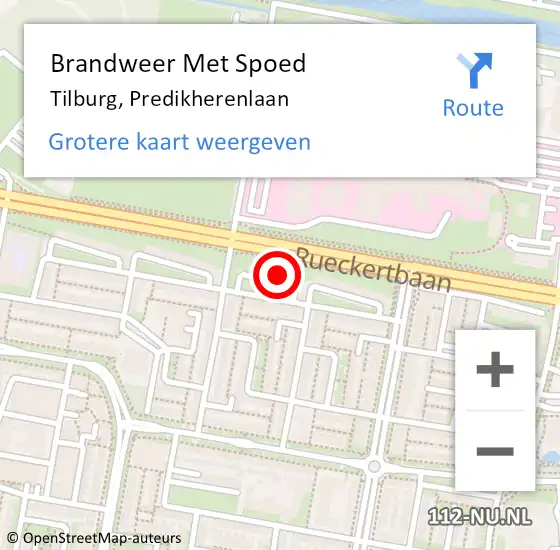 Locatie op kaart van de 112 melding: Brandweer Met Spoed Naar Tilburg, Predikherenlaan op 28 november 2022 15:05