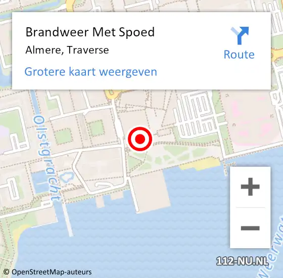 Locatie op kaart van de 112 melding: Brandweer Met Spoed Naar Almere, Traverse op 28 november 2022 15:48