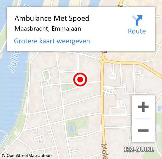Locatie op kaart van de 112 melding: Ambulance Met Spoed Naar Maasbracht, Emmalaan op 28 november 2022 15:49
