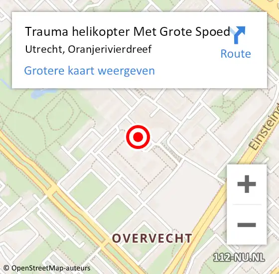 Locatie op kaart van de 112 melding: Trauma helikopter Met Grote Spoed Naar Utrecht, Oranjerivierdreef op 28 november 2022 16:21