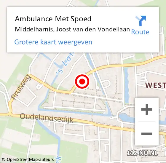 Locatie op kaart van de 112 melding: Ambulance Met Spoed Naar Middelharnis, Joost van den Vondellaan op 28 november 2022 18:59