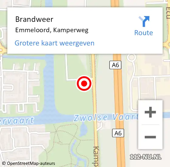 Locatie op kaart van de 112 melding: Brandweer Emmeloord, Kamperweg op 28 november 2022 19:44