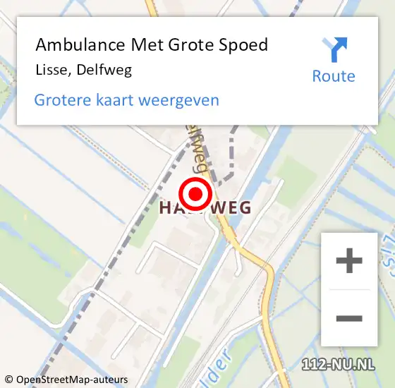 Locatie op kaart van de 112 melding: Ambulance Met Grote Spoed Naar Lisse, Delfweg op 28 november 2022 19:58