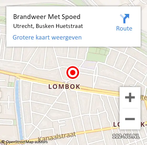 Locatie op kaart van de 112 melding: Brandweer Met Spoed Naar Utrecht, Busken Huetstraat op 29 november 2022 01:51