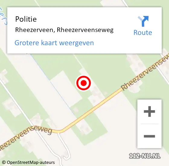 Locatie op kaart van de 112 melding: Politie Rheezerveen, Rheezerveenseweg op 29 november 2022 07:38