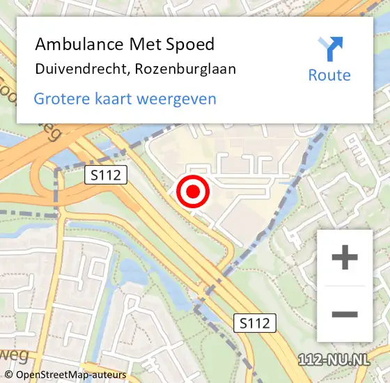 Locatie op kaart van de 112 melding: Ambulance Met Spoed Naar Duivendrecht, Rozenburglaan op 29 november 2022 08:13