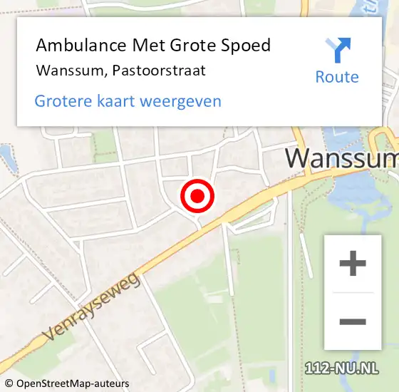 Locatie op kaart van de 112 melding: Ambulance Met Grote Spoed Naar Wanssum, Pastoorstraat op 29 november 2022 08:50