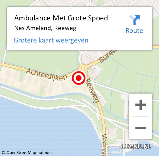 Locatie op kaart van de 112 melding: Ambulance Met Grote Spoed Naar Nes Ameland, Reeweg op 6 augustus 2014 15:55
