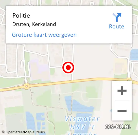 Locatie op kaart van de 112 melding: Politie Druten, Kerkeland op 29 november 2022 09:59
