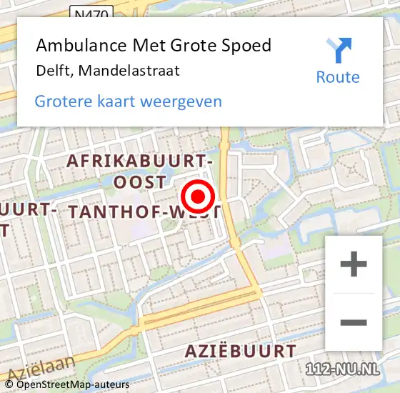 Locatie op kaart van de 112 melding: Ambulance Met Grote Spoed Naar Delft, Mandelastraat op 29 november 2022 10:14