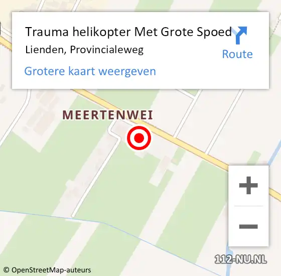 Locatie op kaart van de 112 melding: Trauma helikopter Met Grote Spoed Naar Lienden, Provincialeweg op 29 november 2022 10:51