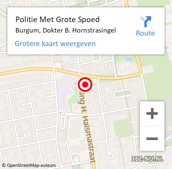 Locatie op kaart van de 112 melding: Politie Met Grote Spoed Naar Burgum, Dokter B. Hornstrasingel op 29 november 2022 11:03
