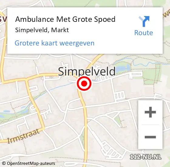 Locatie op kaart van de 112 melding: Ambulance Met Grote Spoed Naar Simpelveld, Markt op 29 november 2022 11:47