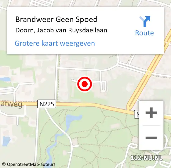 Locatie op kaart van de 112 melding: Brandweer Geen Spoed Naar Doorn, Jacob van Ruysdaellaan op 29 november 2022 11:50