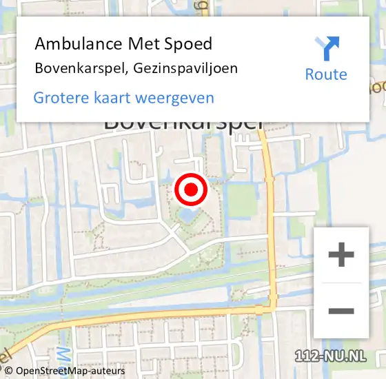 Locatie op kaart van de 112 melding: Ambulance Met Spoed Naar Bovenkarspel, Gezinspaviljoen op 29 november 2022 13:52