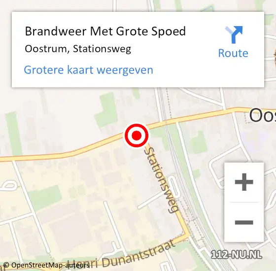 Locatie op kaart van de 112 melding: Brandweer Met Grote Spoed Naar Oostrum, Stationsweg op 29 november 2022 13:53