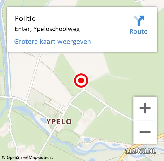 Locatie op kaart van de 112 melding: Politie Enter, Ypeloschoolweg op 29 november 2022 13:56