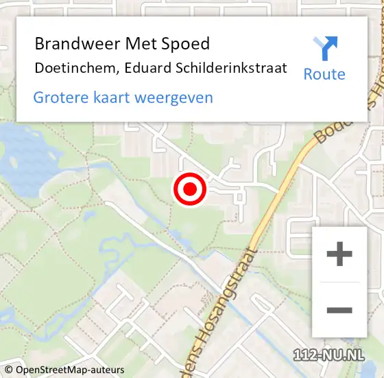 Locatie op kaart van de 112 melding: Brandweer Met Spoed Naar Doetinchem, Eduard Schilderinkstraat op 29 november 2022 14:04
