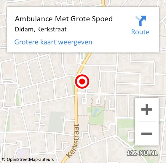 Locatie op kaart van de 112 melding: Ambulance Met Grote Spoed Naar Didam, Kerkstraat op 29 november 2022 16:08