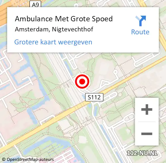 Locatie op kaart van de 112 melding: Ambulance Met Grote Spoed Naar Amsterdam, Nigtevechthof op 29 november 2022 18:05