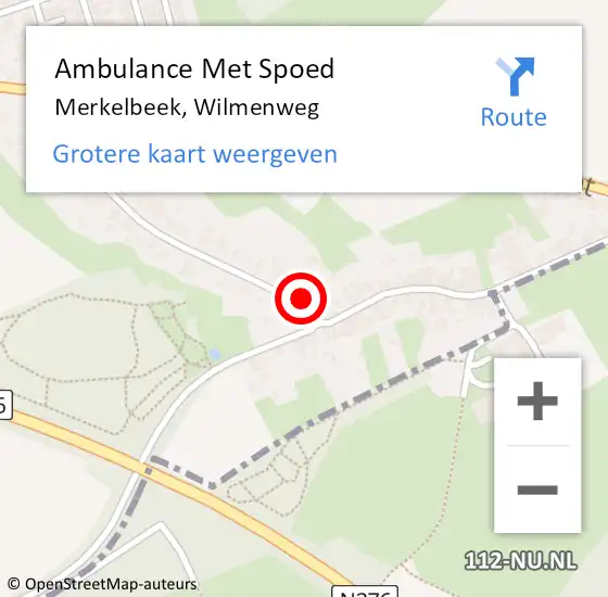 Locatie op kaart van de 112 melding: Ambulance Met Spoed Naar Merkelbeek, Wilmenweg op 6 augustus 2014 17:14
