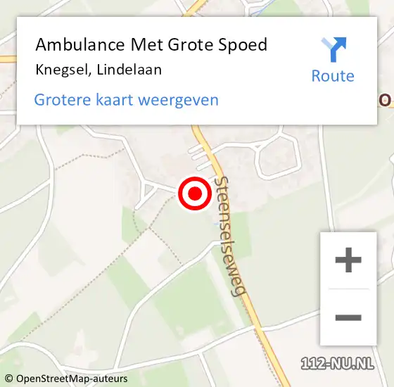 Locatie op kaart van de 112 melding: Ambulance Met Grote Spoed Naar Knegsel, Lindelaan op 6 augustus 2014 17:15