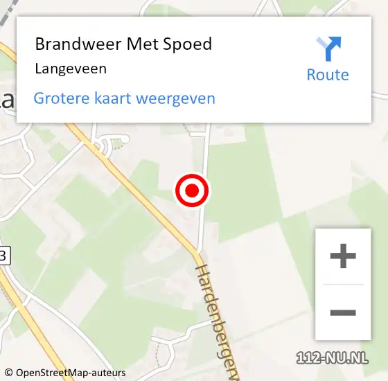 Locatie op kaart van de 112 melding: Brandweer Met Spoed Naar Langeveen op 29 november 2022 23:42