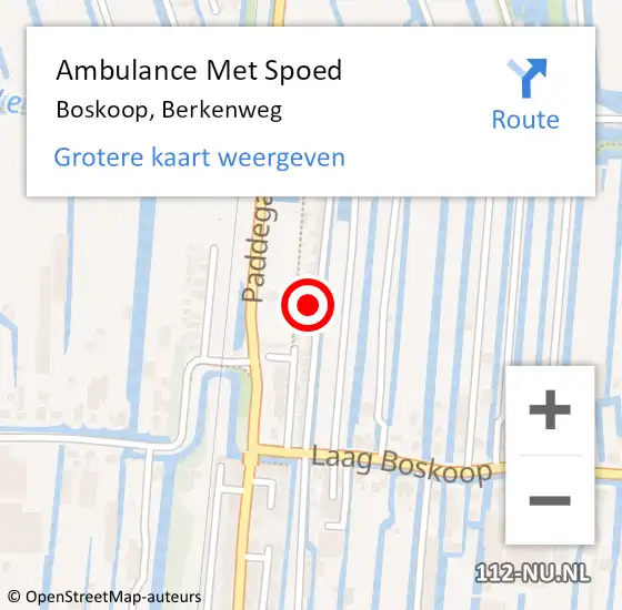 Locatie op kaart van de 112 melding: Ambulance Met Spoed Naar Boskoop, Berkenweg op 30 november 2022 00:40