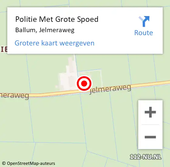Locatie op kaart van de 112 melding: Politie Met Grote Spoed Naar Ballum, Jelmeraweg op 30 november 2022 01:37