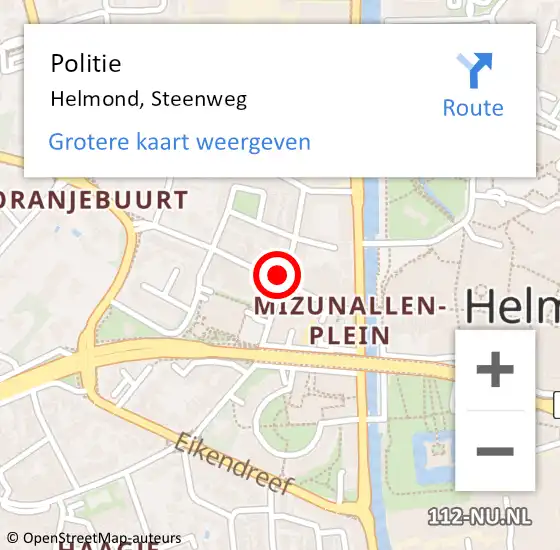 Locatie op kaart van de 112 melding: Politie Helmond, Steenweg op 30 november 2022 04:06