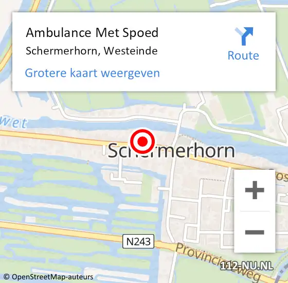 Locatie op kaart van de 112 melding: Ambulance Met Spoed Naar Schermerhorn, Westeinde op 30 november 2022 07:37
