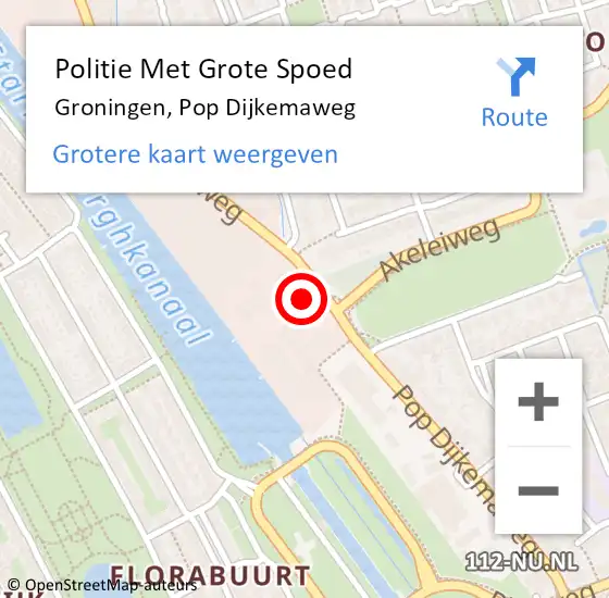 Locatie op kaart van de 112 melding: Politie Met Grote Spoed Naar Groningen, Pop Dijkemaweg op 30 november 2022 09:00