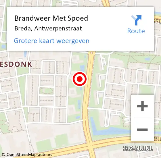 Locatie op kaart van de 112 melding: Brandweer Met Spoed Naar Breda, Antwerpenstraat op 30 november 2022 09:59