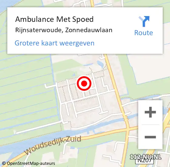 Locatie op kaart van de 112 melding: Ambulance Met Spoed Naar Rijnsaterwoude, Zonnedauwlaan op 30 november 2022 10:38