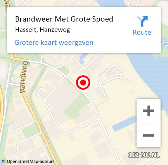 Locatie op kaart van de 112 melding: Brandweer Met Grote Spoed Naar Hasselt, Hanzeweg op 30 november 2022 12:53