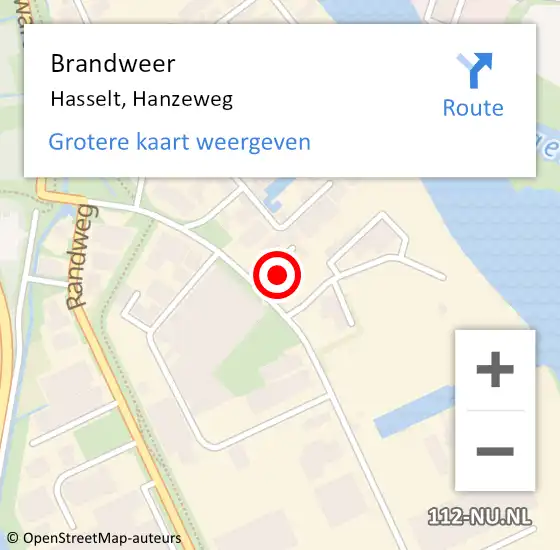 Locatie op kaart van de 112 melding: Brandweer Hasselt, Hanzeweg op 30 november 2022 12:58