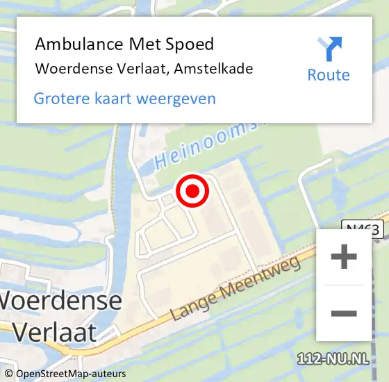 Locatie op kaart van de 112 melding: Ambulance Met Spoed Naar Woerdense Verlaat, Amstelkade op 30 november 2022 13:22
