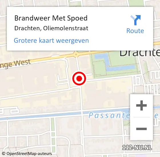 Locatie op kaart van de 112 melding: Brandweer Met Spoed Naar Drachten, Oliemolenstraat op 30 november 2022 14:08