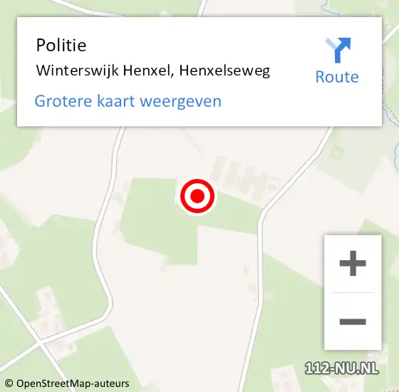 Locatie op kaart van de 112 melding: Politie Winterswijk Henxel, Henxelseweg op 30 november 2022 14:57