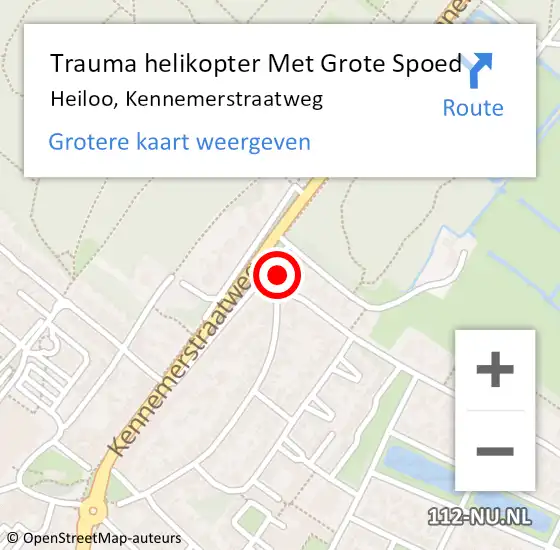 Locatie op kaart van de 112 melding: Trauma helikopter Met Grote Spoed Naar Heiloo, Kennemerstraatweg op 30 november 2022 15:22