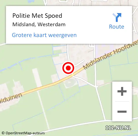 Locatie op kaart van de 112 melding: Politie Met Spoed Naar Midsland, Westerdam op 30 november 2022 15:32