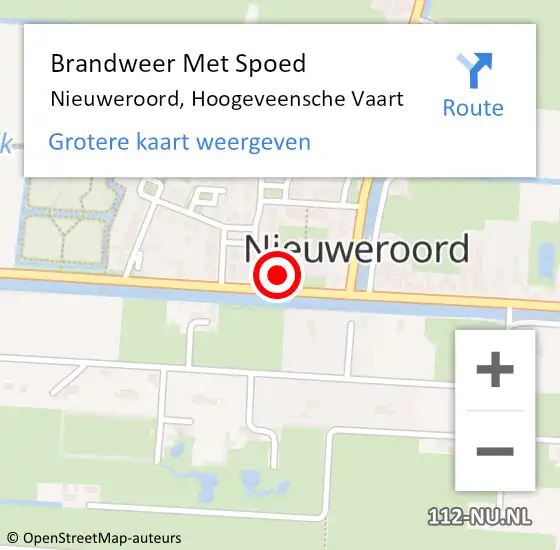 Locatie op kaart van de 112 melding: Brandweer Met Spoed Naar Nieuweroord, Hoogeveensche Vaart op 30 november 2022 15:51
