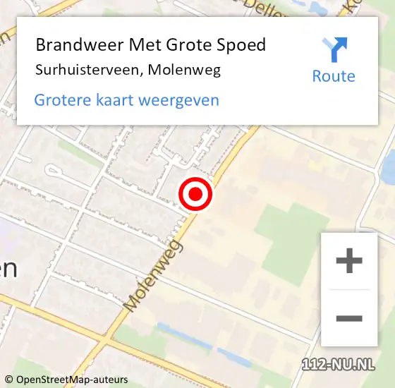 Locatie op kaart van de 112 melding: Brandweer Met Grote Spoed Naar Surhuisterveen, Molenweg op 30 november 2022 16:02