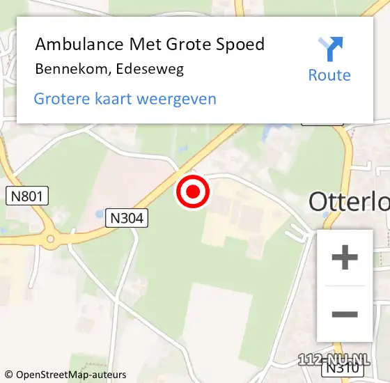 Locatie op kaart van de 112 melding: Ambulance Met Grote Spoed Naar Bennekom, Edeseweg op 30 november 2022 16:15