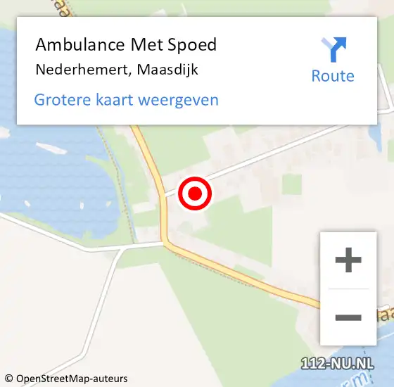Locatie op kaart van de 112 melding: Ambulance Met Spoed Naar Nederhemert, Maasdijk op 30 november 2022 19:44