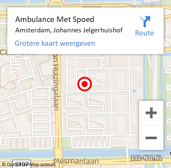 Locatie op kaart van de 112 melding: Ambulance Met Spoed Naar Amsterdam, Johannes Jelgerhuishof op 30 november 2022 21:25