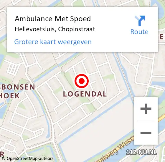 Locatie op kaart van de 112 melding: Ambulance Met Spoed Naar Hellevoetsluis, Chopinstraat op 30 november 2022 21:49