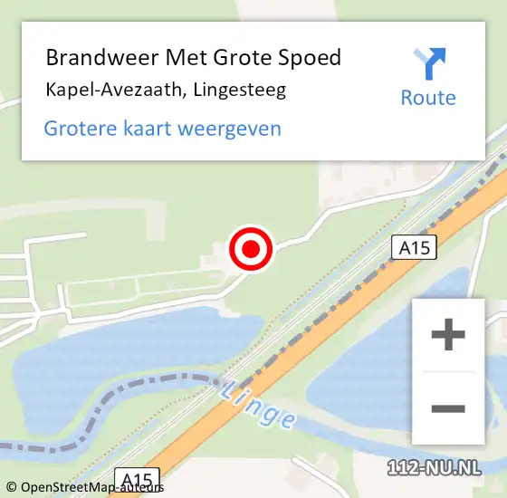 Locatie op kaart van de 112 melding: Brandweer Met Grote Spoed Naar Kapel-Avezaath, Lingesteeg op 1 december 2022 00:10