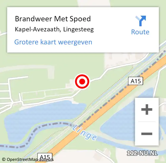 Locatie op kaart van de 112 melding: Brandweer Met Spoed Naar Kapel-Avezaath, Lingesteeg op 1 december 2022 01:20