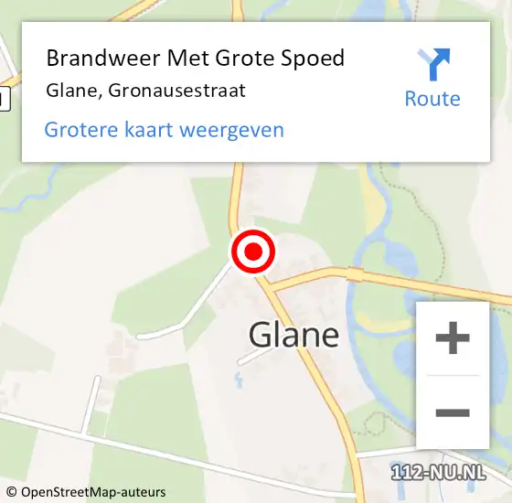 Locatie op kaart van de 112 melding: Brandweer Met Grote Spoed Naar Glane, Gronausestraat op 1 december 2022 03:26
